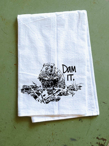 BEAVER TEA TOWEL - PUNNY PINES