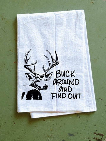 BUCK TEA TOWEL - PUNNY PINES
